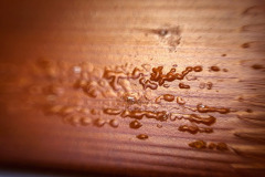Detail výsledku testu na povrchu dřeva bez membrány